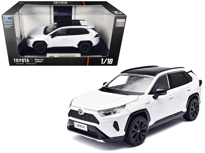 2023 Toyota Rav4 Hybrid White Metallic with Black Top 1/18 Diecast