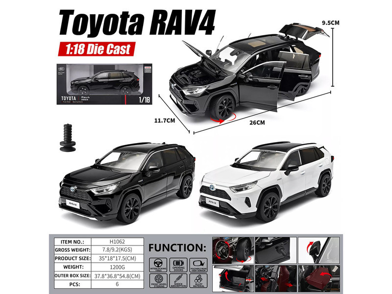2023 Toyota Rav4 Hybrid White Metallic with Black Top 1/18 Diecast