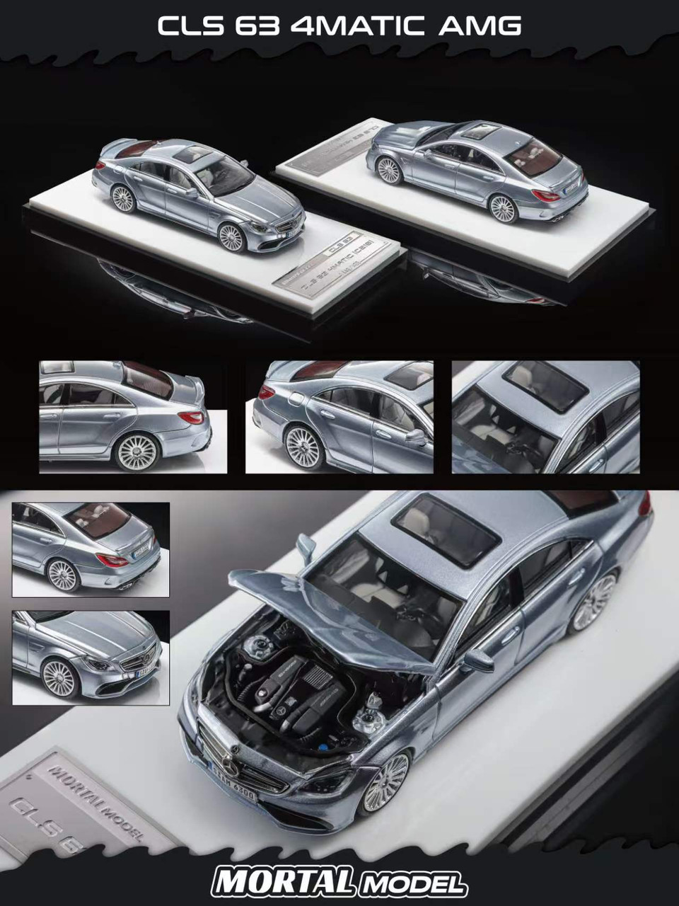 1/64 Mortal Nissan Mercedes-Benz CLS63 4Matic AMG (Ice Silver Blue) Diecast Car Model