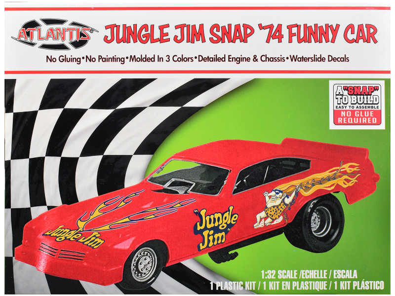 Model Kit 1974 Funny Car "Jungle Jim" (Snap-to-Build) 1/32 Scale Model by Atlantis