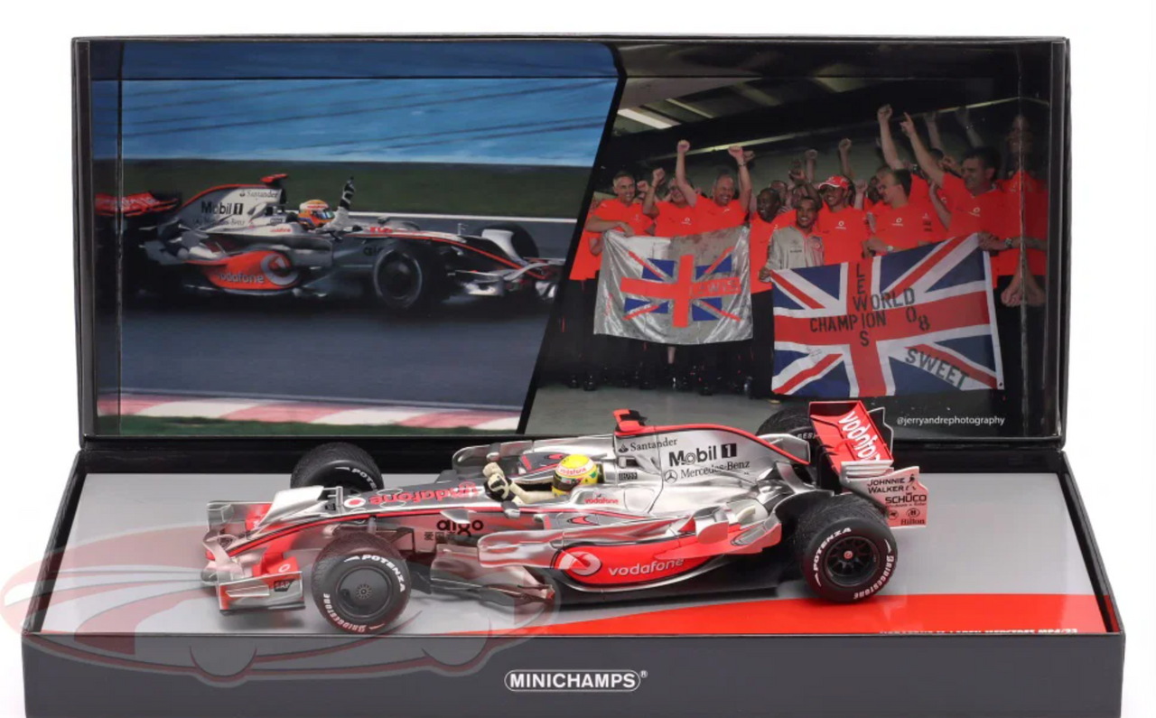 1/18 Minichamps 2008 F1 Lewis Hamilton McLaren MP4/23 #22 Brazil GP Formula 1 World Champion Car Model Limited