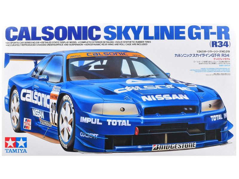 Model Kit Nissan Skyline GT-R (R34) "Calsonic" 1/24 Scale Model by Tamiya