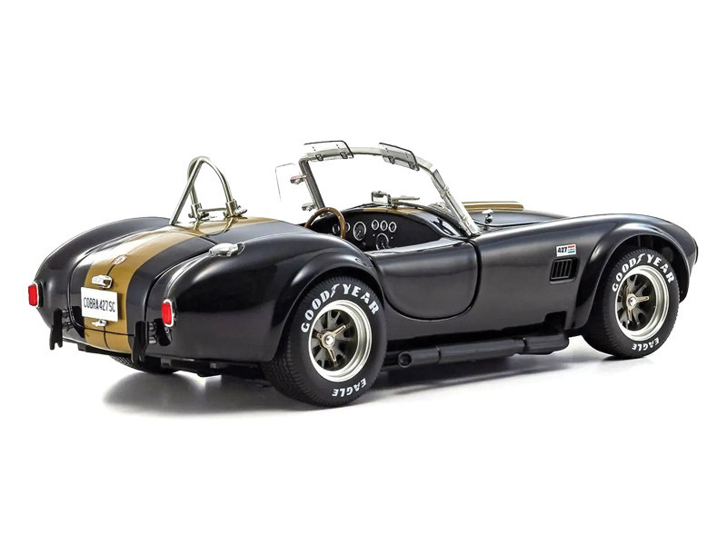 Shelby Cobra 427 S/C Black with Gold Stripes 1/18 Diecast Model Car by Kyosho