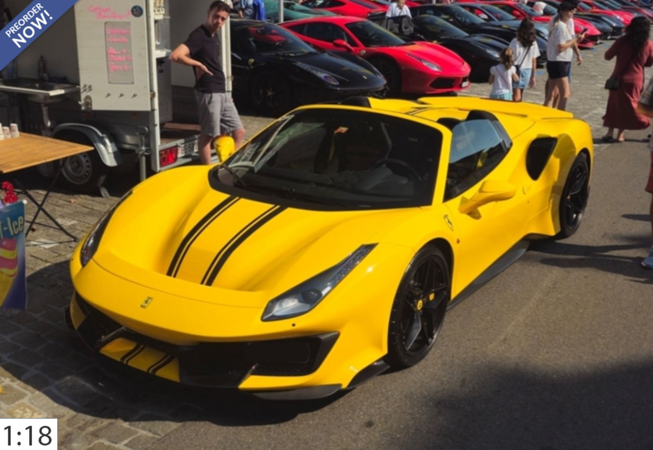 1/18 BBR Ferrari 488 Pista Spider (Modena Yellow with Black Stripes) Car Model Limited 48 Pieces
