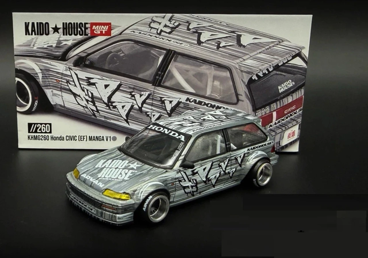 CHASE CAR 1/64 Kaido House Honda Civic (EF) Kaido Manga V1 (Raw Metal Silver) Diecast Car Model