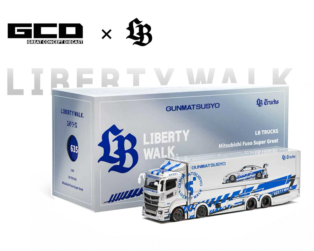 1/64 GCD LBWK Mitsubishi Fuso Super Great Transporter TAS Special GUNMATSUSYO (Silver) Diecast Car Model