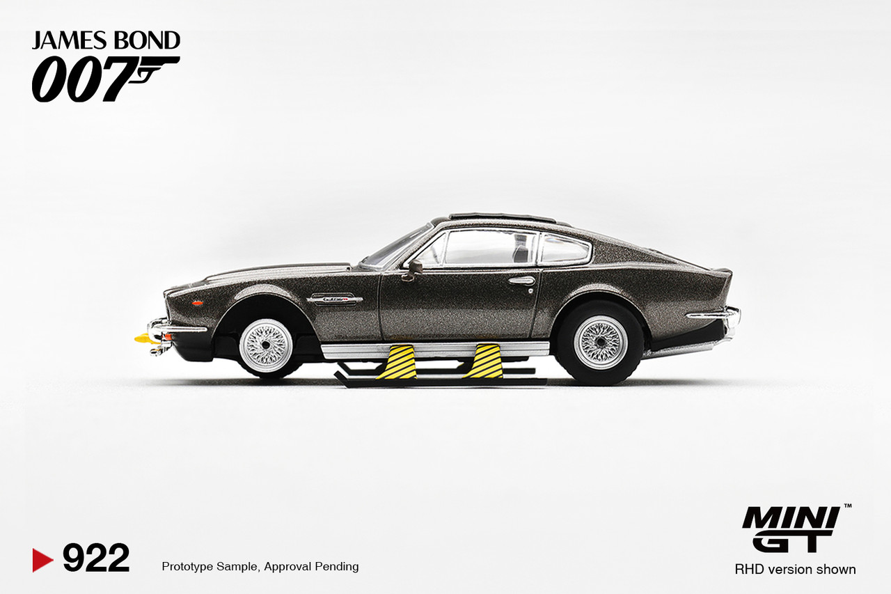 1/64 Mini GT Aston Martin V8 Vantage James Bond 007 "The Living Daylights" Weapons On (Grey) Diecast Car Model