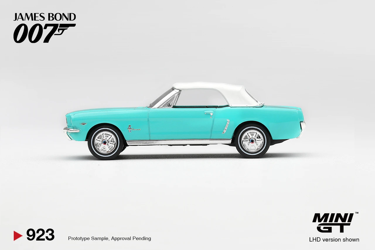 1/64 Mini GT 1965 Ford Mustang Convertible 1965 James Bond 007 "Thunderball" (Blue) Diecast Car Model