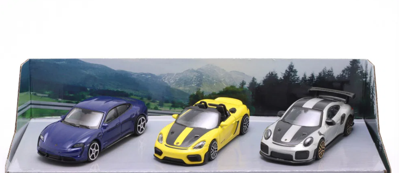 1/43 BBurago 3-Car Set: 2 x Porsche 911 (992) & 1 x Porsche 718 (982) Diecast Car Models