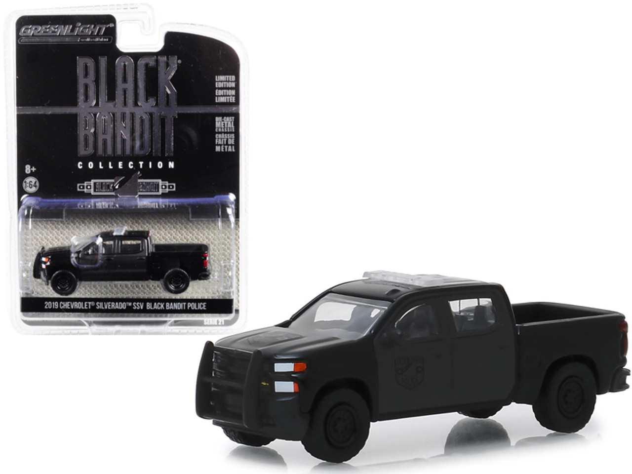 2019 Chevrolet Silverado SSV Pickup Truck "Black Bandit Police" "Black Bandit" Series 21 1/64 Diecast Model Car by Greenlight
