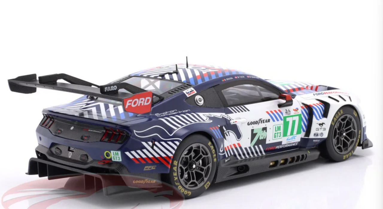 1/18 Ixo 2025 Ford Mustang GT3 #77 24h LeMans Proton Competition Ben Barker, Bernardo Sousa, Ben Tuck Diecast Car Model