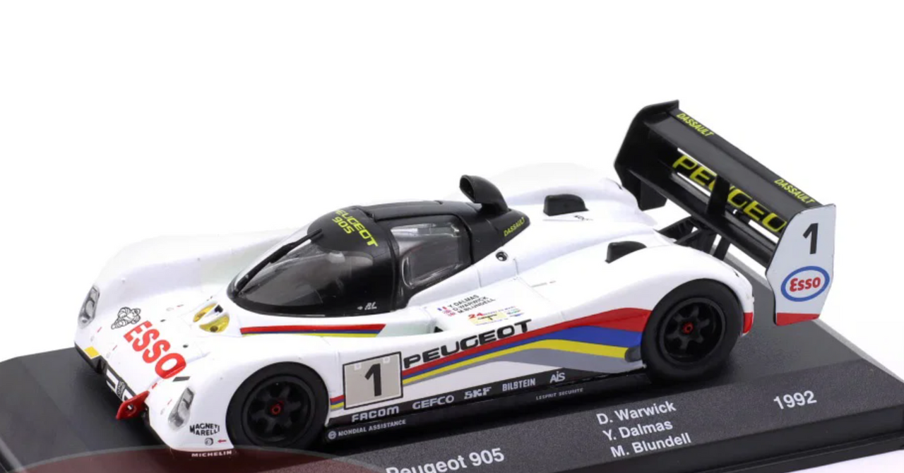 1/43 Altaya 1992 Peugeot 905 #1 Winner 24h LeMans Peugeot Talbot Sport Derek Warwick, Yannick Dalmas, Mark Blundell Diecast Car Model