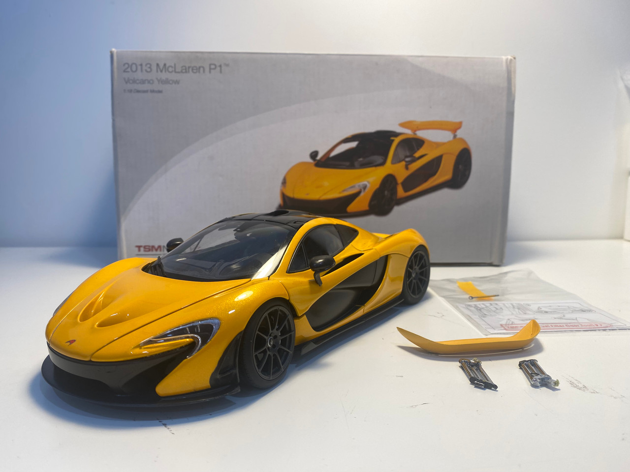 DAMAGED AS-IS 1/18 TSM 2013 Mclaren P1 (Volcano Yellow) Diecast Car Model