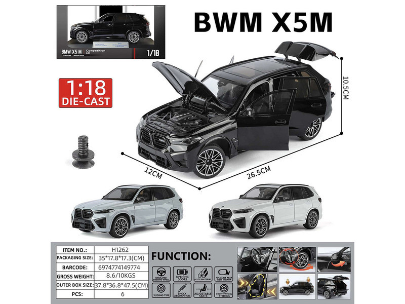 BMW X5 M Competition LCI Gray with Moonroof 1/18 Diecast Model Car