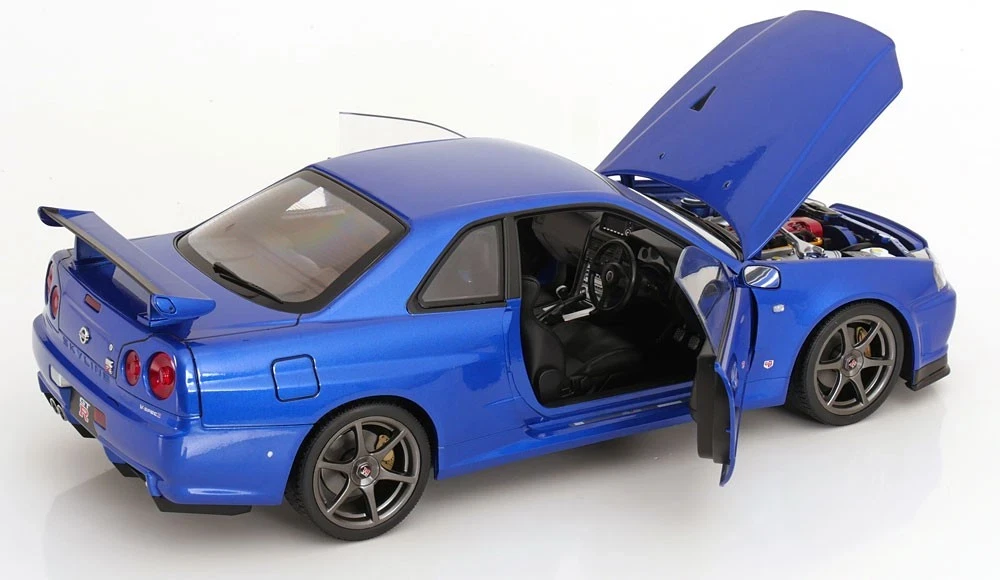 1/12 KK-Scale 2001 Nissan Skyline GT-R (R34) V-Spec II OEM Rims (Blue Metallic) Diecast Car Model