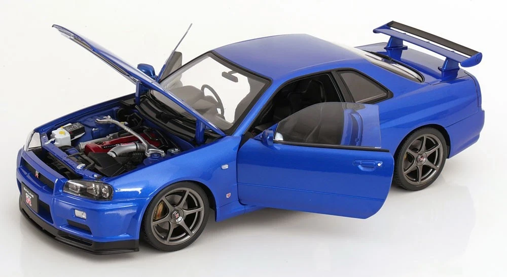 1/12 KK-Scale 2001 Nissan Skyline GT-R (R34) V-Spec II OEM Rims (Blue Metallic) Diecast Car Model