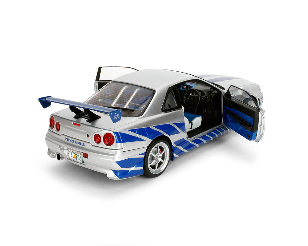 1/18 Jada Fast & Furious Brian’s Nissan Skyline GT-R (R34) (Silver & Blue) Diecast Model