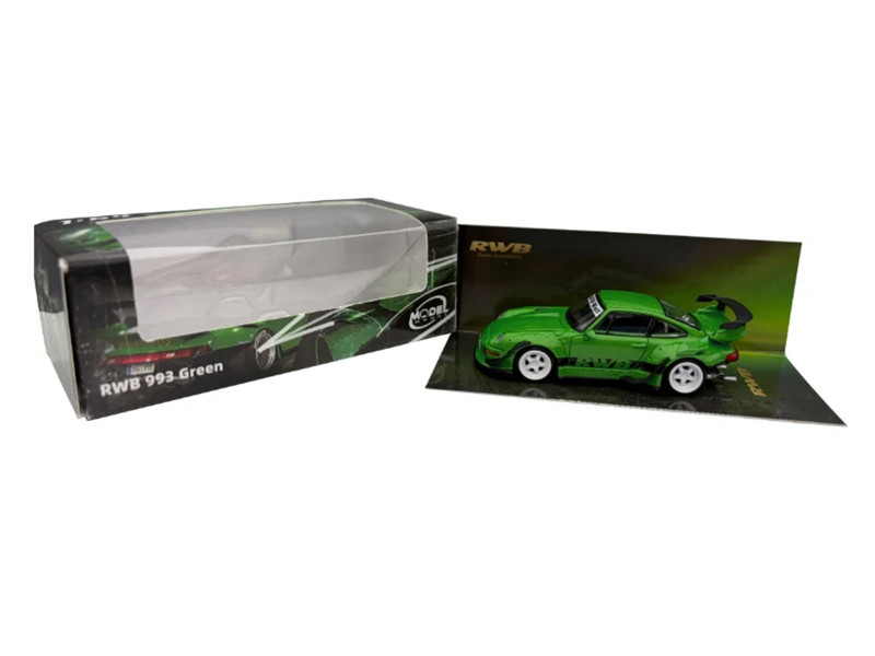 RWB 993 Green with Black Stripes 1/64 Diecast Model Car by Model Model
