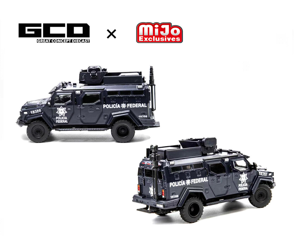 1/64 GCD Mexico Policia Federal Tactical Armor Vehicle Diorama Set with 4 Figures