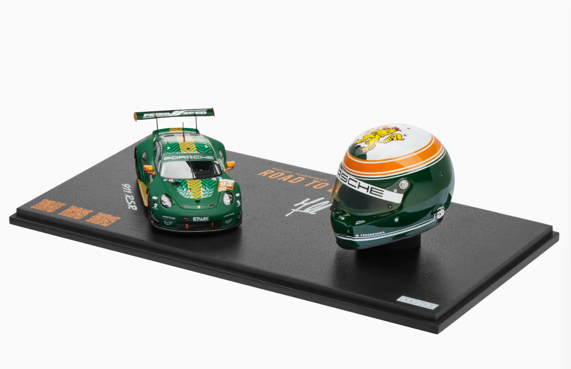 Dealer Edition 1/43 Porsche 911 RSR #93 Car Model & 1/5 Michael Fassbender Helmt Model ELMS (European LeMans Series) 2020 Movie "Michael Fassbender - Road to Le Mans"