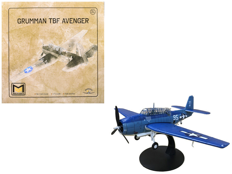 Grumman TBF Avenger Bomber Aircraft "White 95 USS Hornet" (1944) United States Navy 1/72 Diecast Model by Militaria Die Cast