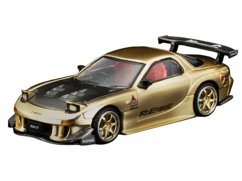 Mazda RX7 (FD3S) RE Amemiya RHD (Right Hand Drive) Gold Metallic with Carbon Hood "Thailand Diecast Expo 2026" 1/64 Diecast Model Car by Pop Race