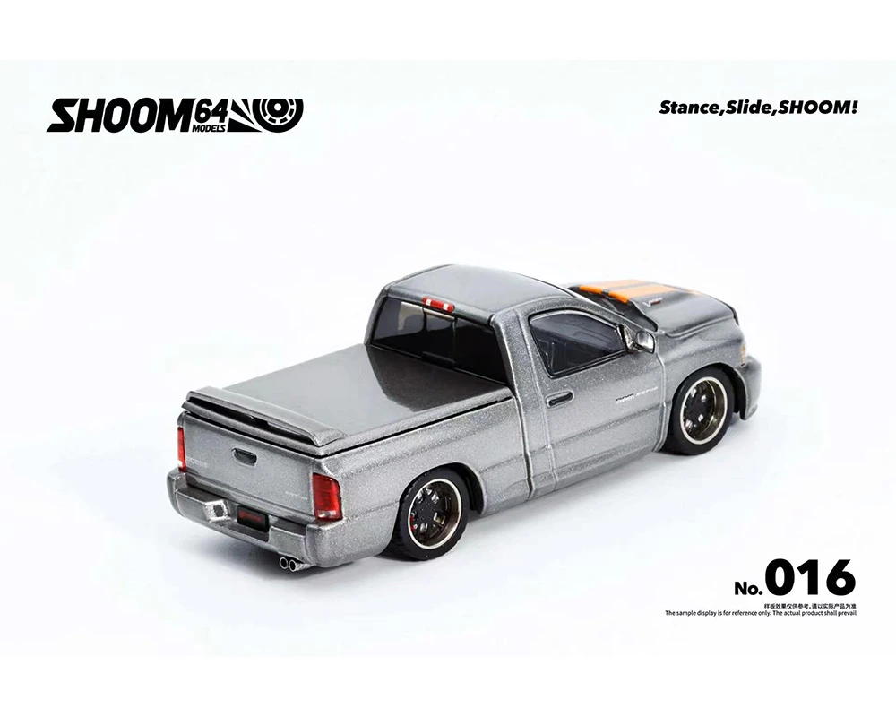 1/64 SHOOM64 2003 Dodge Ram SRT-10 Pickup (Grey with Orange Stripes) Diecast Car Model