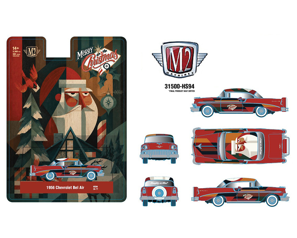 1/64 M2 Machines 1956 Chevrolet Bel Air Christmas Special Edition Diecast Car Model