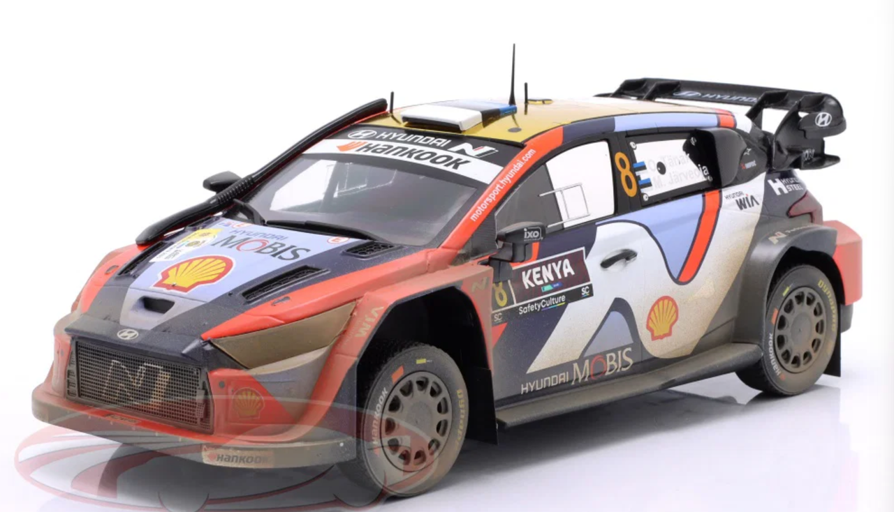 1/18 Ixo 2025 Hyundai i20 N Rally1 #8 2nd Safari Rallye Hyundai Shell Mobis WRT Ott Tänak, Martin Järveoja Diecast Car Model