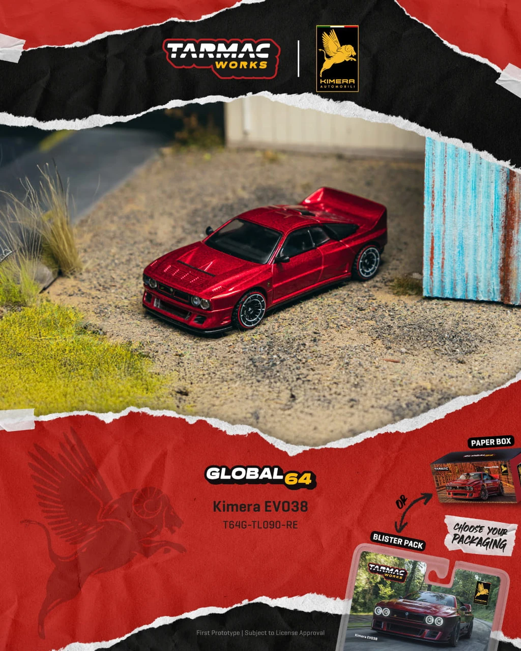 1/64 Tarmac Works Lancia 037 Rally Kimera EVO38 (Red) Diecast Car Model