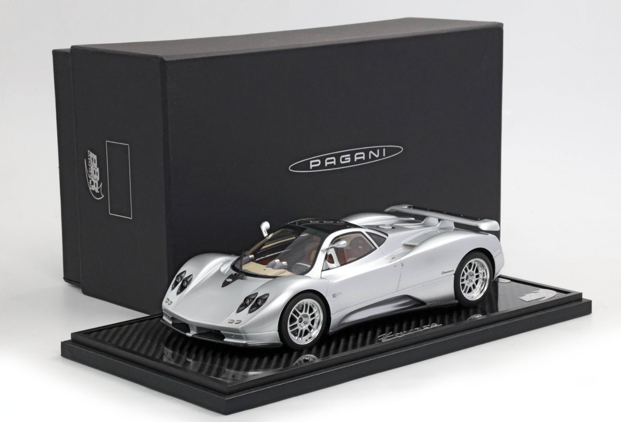 1/18 BBR 1999 Pagani Zonda C12 001 20th Anniversary (Silver) Car Model Limited 20 Pieces with Real Carbon Base