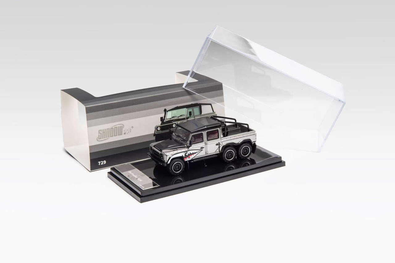 1/64 Shadow Pro Land Rover Defender 6x6 Shark Mouth (Silver) Diecast Car Model