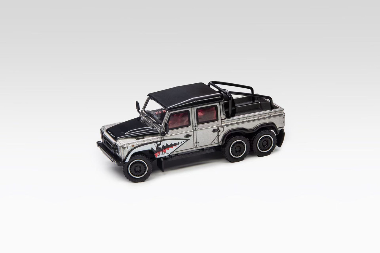 1/64 Shadow Pro Land Rover Defender 6x6 Shark Mouth (Silver) Diecast Car Model