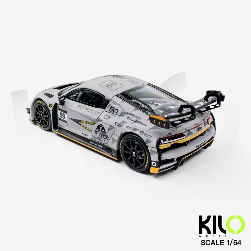 1/64 DarwinPro x Kilo Works 2026 Audi R8 LMS GT3 Evo II #99 China GT Championship RD3 Zhuhai SM Zhang, Hz Liu Diecast Car Model