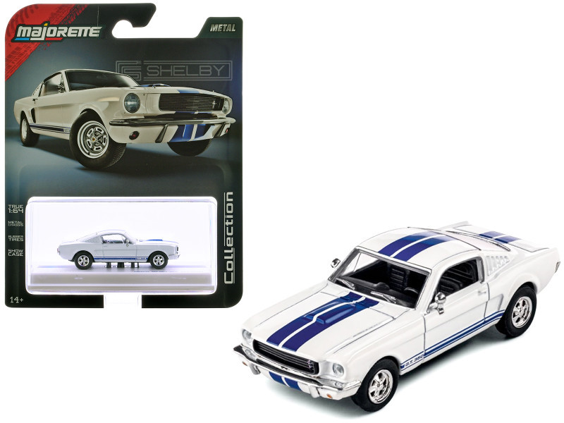 1965 Shelby GT350 White with Blue Stripes "Collection" Series 1/64 Diecast Model Car by Majorette