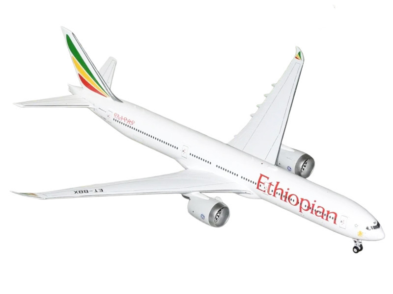 Boeing 777-9 Commercial Aircraft "Ethiopian Airlines" (ET-BBX) White with Tail Stripes "Gemini 200" Series 1/200 Diecast Model Airplane by GeminiJets