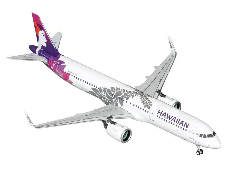 Airbus A321neo Commercial Aircraft "Hawaiian Airlines" (N209HA) White with Purple Tail and Graphics "Gemini 200" Series 1/200 Diecast Model Airplane by GeminiJets