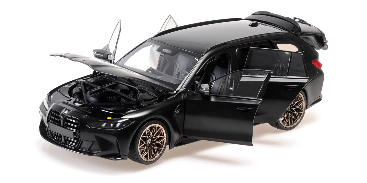 1/18 Minichamps 2024 BMW M3 Touring G81 (Matte Black with Gold Magnesium Wheels & Black Interior) Diecast Car Model