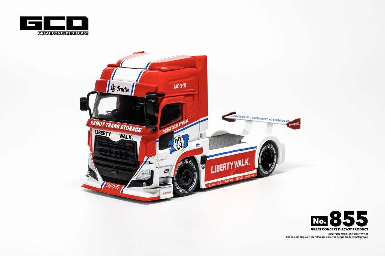 1/64 GCD LB-Trucks Quon Head (Red & White) Diecast Car Model