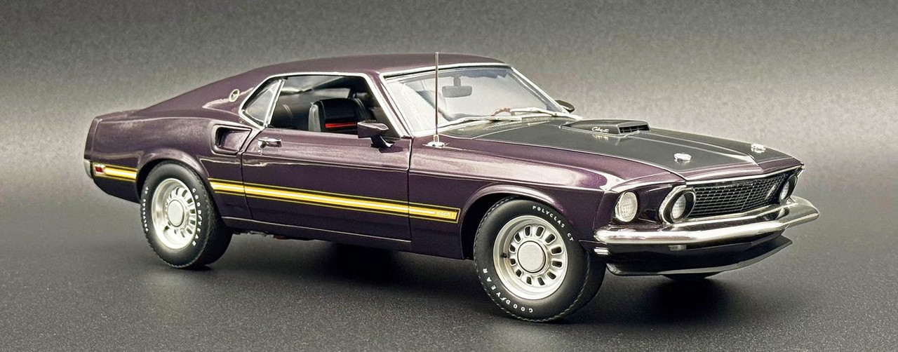 1/18 ACME 1969 Ford Mustang Mach 1 428 Cobra Jet (Midnight Orchid Purple) Diecast Car Model