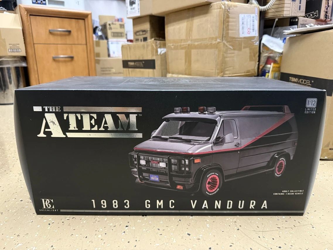 DAMAGED AS-IS (#1) 1/12 Scale 1983 GMC Vandura Black "The A-Team" Diecast Model Car by Greenlight