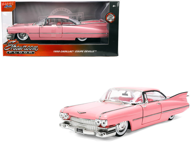 1959 Cadillac Coupe DeVille Pink with Pink and White Interior "Showroom Floor" Series 1/24 Diecast Model Car by Jada