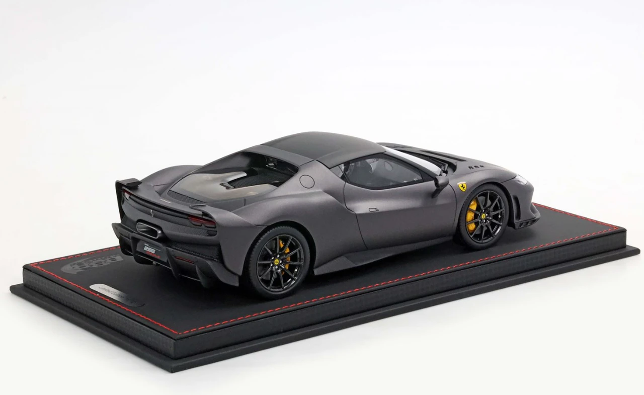 1/18 BBR Ferrari 296 Speciale (Grigio Silverstone Matte Grey with Carbon Fiber Wheels) Car Model Limited 12 Pieces