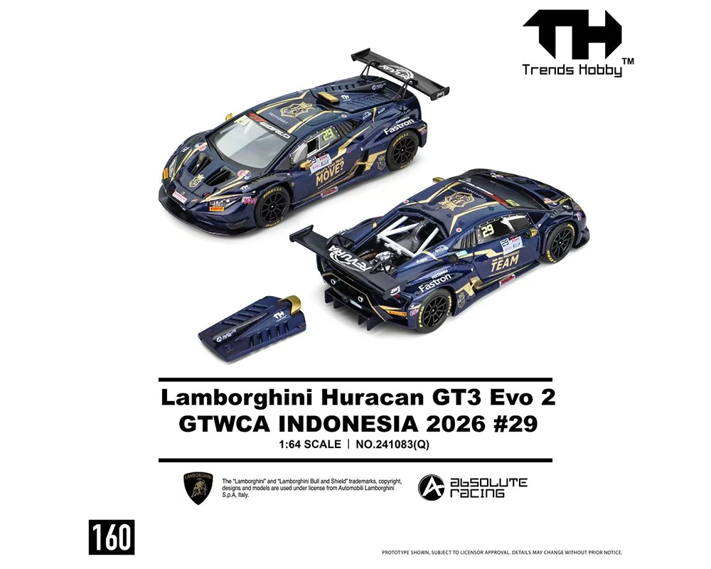 1/64 Trends Hobby Lamborghini Huracan GT3 EVO2 #29 GTWCA Indonesia 2026 Diecast Car Model