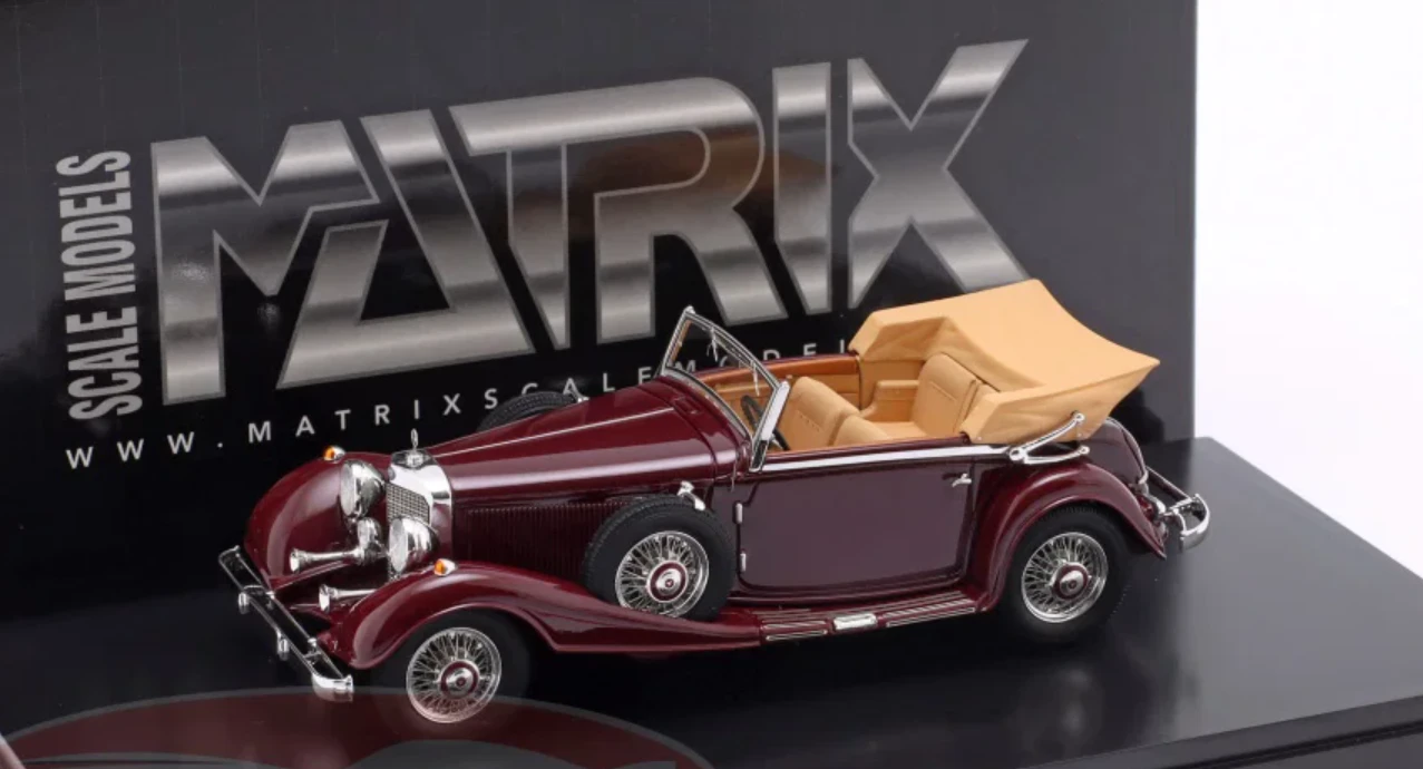 1/43 Matrix 1934-1936 Mercedes-Benz 500K (W29) Convertible C (Maroon Red) Car Model