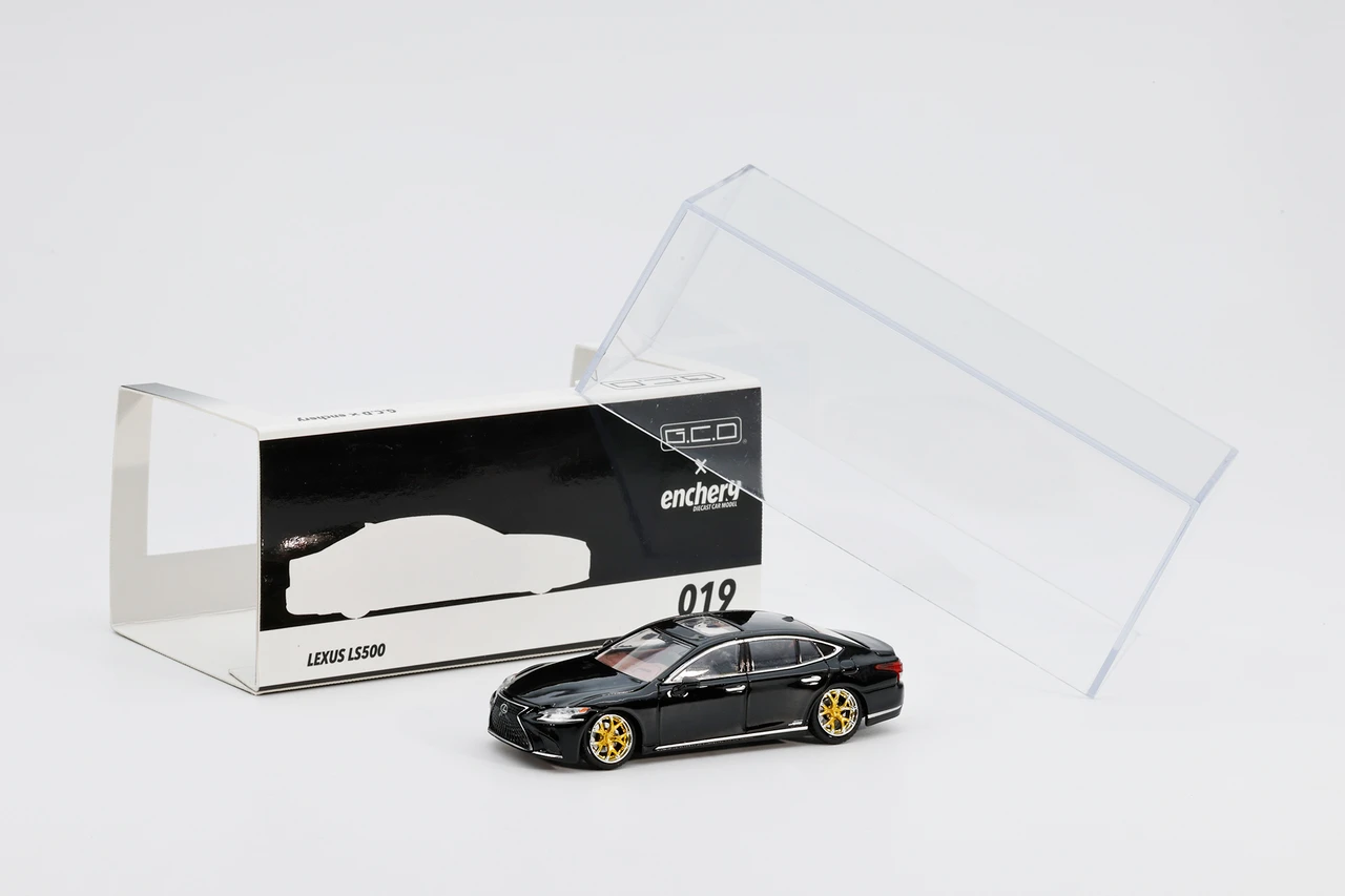 1/64 GCD X enchery Lexus LS500 Lowrider (Black with Gold Wheels) Diecast Car Model