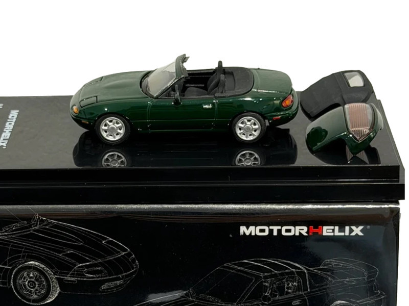 Mazda MX-5 Miata (NA) Convertible British Racing Green 1/64 Diecast Model Car by MotorHelix
