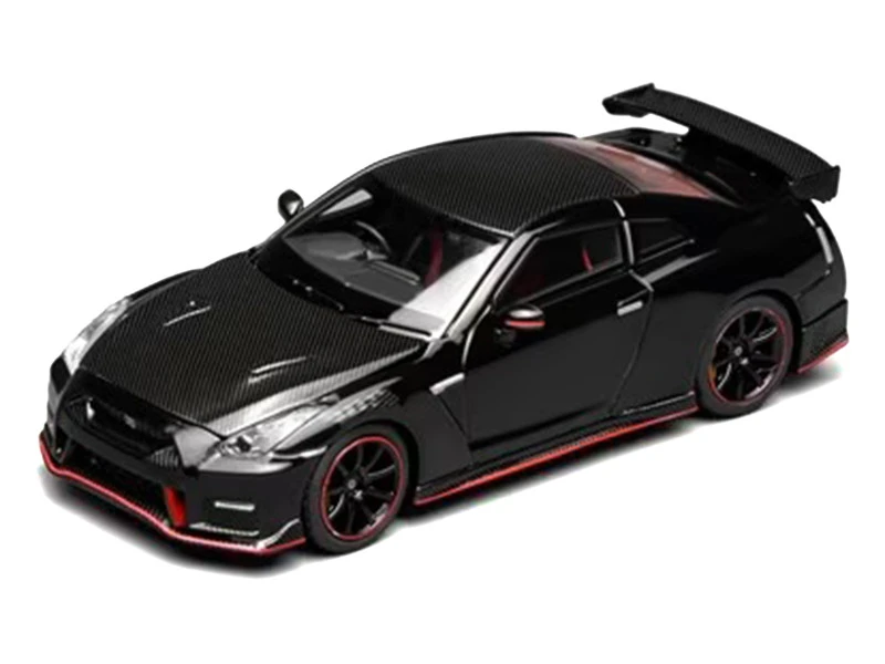 2022 Nissan GT-R Nismo (R35) RHD (Right Hand Drive) Meteor Flake Black Pearl with Carbon Hood and Top "Senior 64" Series 1/64 Diecast Model Car by MotorHelix