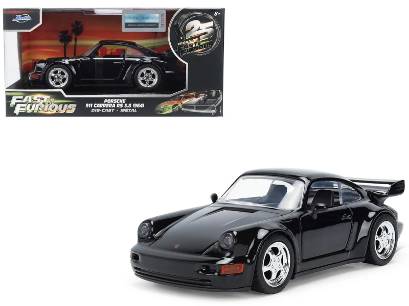 Porsche 911 Carrera RS 3.8 (964) Black "The Fast and the Furious: Tokyo Drift" (2006) Movie "25 Years of Fast & Furious" Series 1/32 Diecast Model Car by Jada