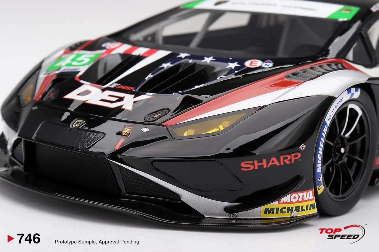 1/18 Top Speed 2026 Lamborghini Huracan GT3 EVO2 #45 DEX Wayne Taylor Racing 2026 IMSA Laguna Seca Class Winner Car Model